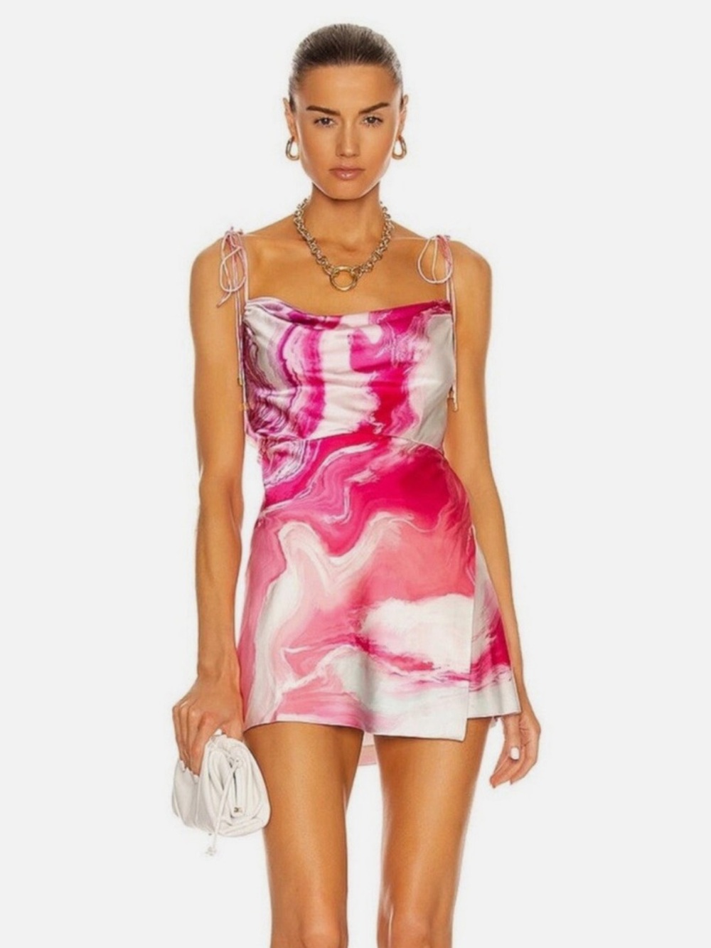 Retrofete Pink and White Mini Dress
